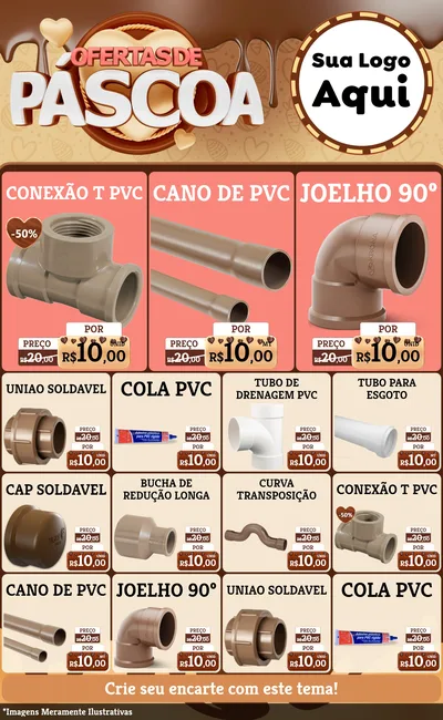 Modelo de Encarte para Encarte Grande com o tema Ofertas de Páscoa para Tubos e conexões