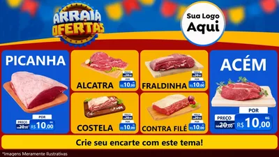 Modelo de TV para TV Horizontal com o tema Arraiá de Ofertas - Junina para Açougue