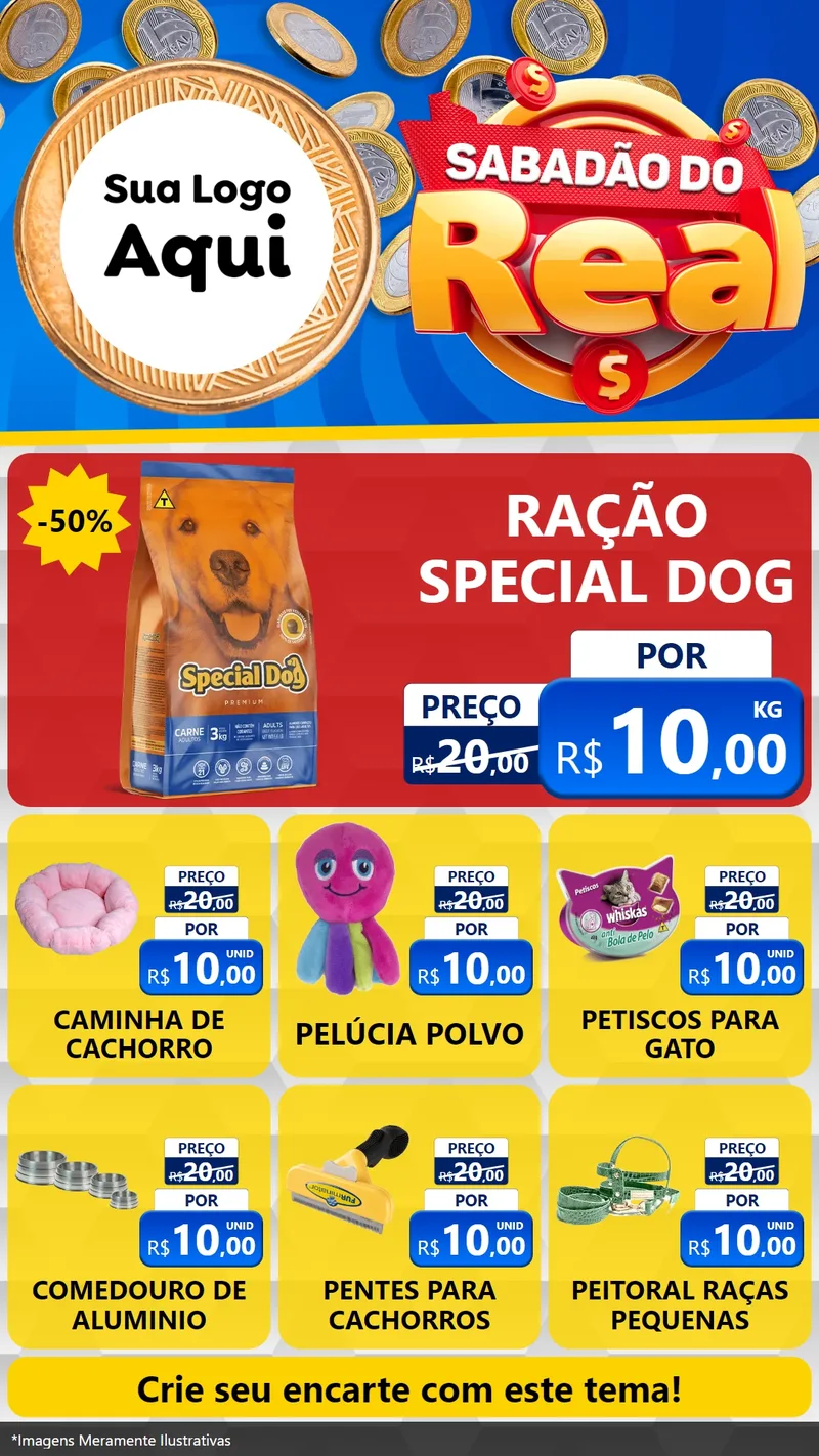 Modelo de Rede Social para Stories com o tema Sabadão do Real para Pet Shop