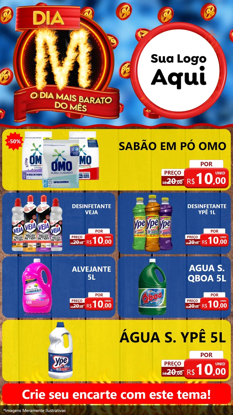 Modelo de TV para TV Vertical com o tema Dia M - O Dia Mais Barato Do Mês para Produtos de Limpeza