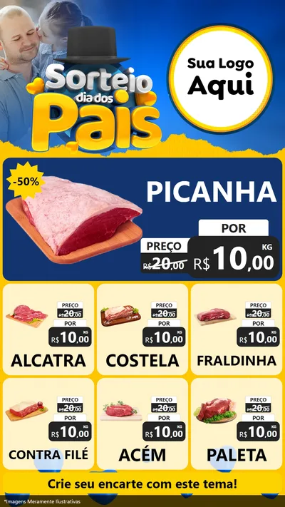 Modelo de Rede Social para Stories com o tema Sorteio Dia Dos Pais para Açougue