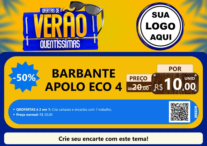 Modelo de Cartaz para Cartaz A4 Horizontal com o tema Ofertas de Verão Quentíssimas para Armarinho e Aviamentos