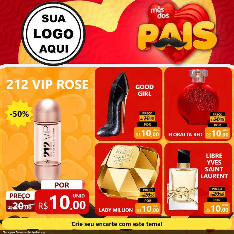 Modelo de Rede Social para Feed Facebook com o tema Mês Dos Pais para Perfumes