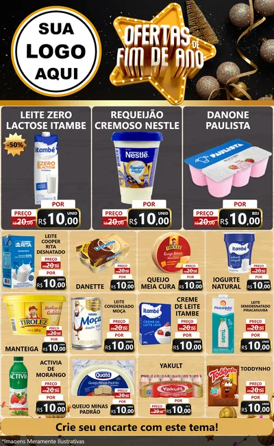 Modelo de Encarte para Encarte Grande com o tema Ofertas de Fim de Ano para Frios e Laticínios