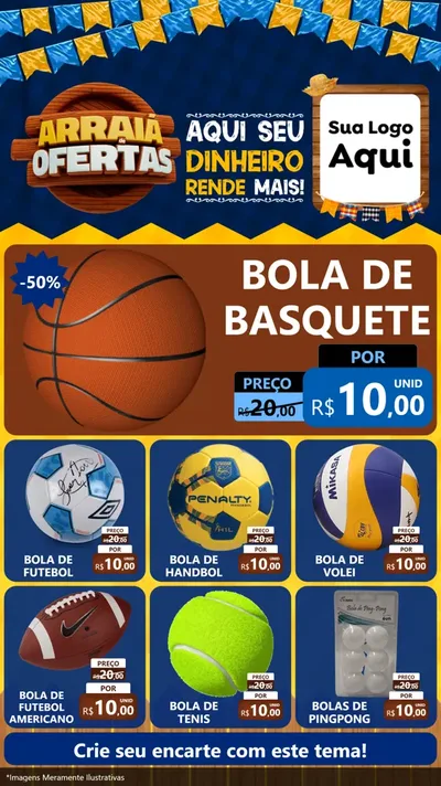 Modelo de Rede Social para Stories com o tema Arraiá de Ofertas - Junina para Artigos Esportivos