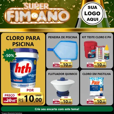 Modelo de Rede Social para Feed Facebook com o tema Super Fim de Ano para Produtos para Piscina