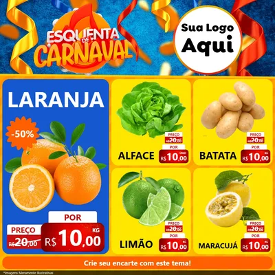 Modelo de Rede Social para Feed Facebook com o tema Esquenta de Carnaval para Hortifrúti