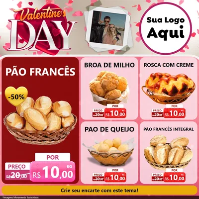 Modelo de Rede Social para Feed Facebook com o tema Valentine's Day para Padaria