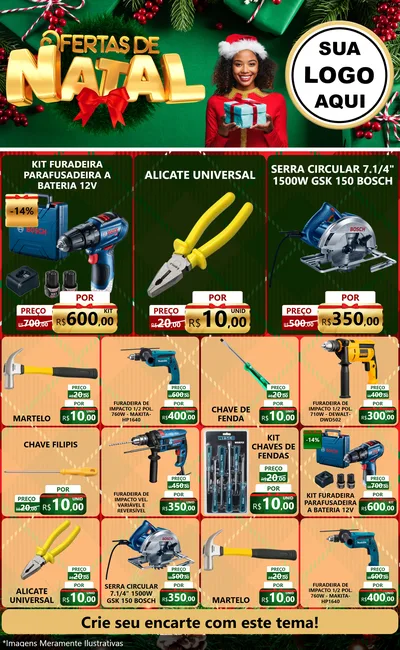 Modelo de Encarte para Encarte Grande com o tema Ofertas de Natal para Maquinas e Ferramentas