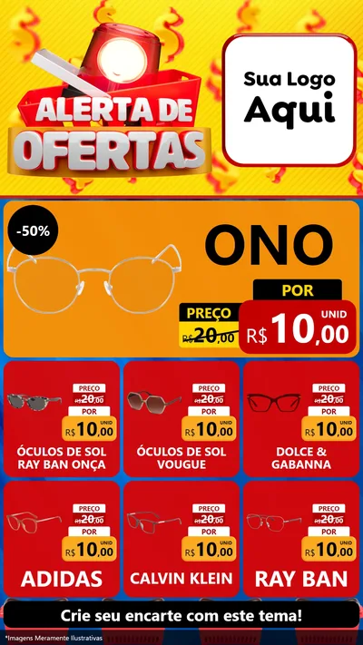 Modelo de Rede Social para Stories com o tema Alerta de Ofertas para Óticas