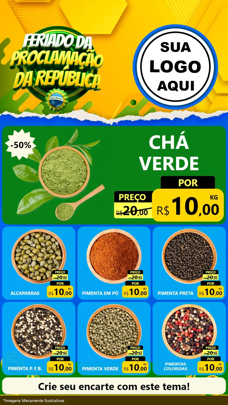 Modelo de Rede Social para Stories com o tema Feriado da Proclamação da República para Produtos Naturais