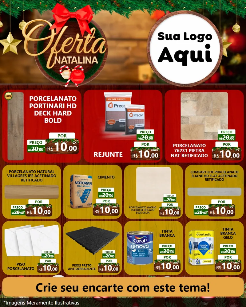 Modelo de Rede Social para Feed Instagram com o tema Ofertas Natalina para Pisos e revestimentos