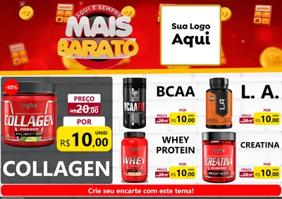 Modelo de Encarte para Encarte A4 Horizontal com o tema Mais Barato para Suplementos alimentares