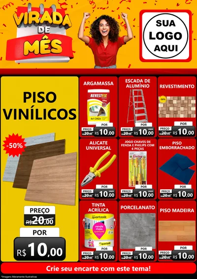 Modelo de Encarte para Encarte A4 Vertical com o tema Virada de Mês para Material para Construção