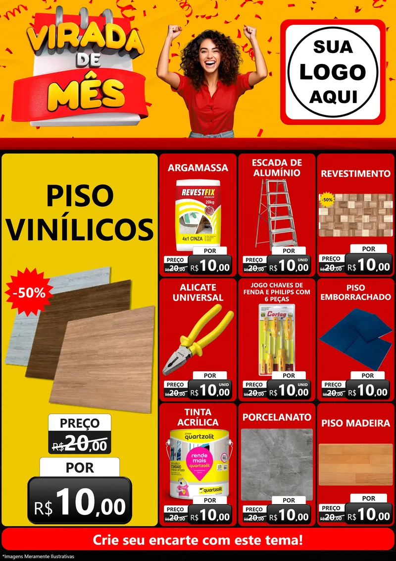 Modelo de Encarte para Encarte A4 Vertical com o tema Virada de Mês para Material para Construção