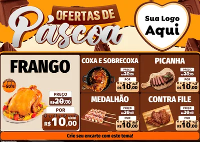 Modelo de Encarte para Encarte A4 Horizontal com o tema Ofertas de Páscoa para Assados
