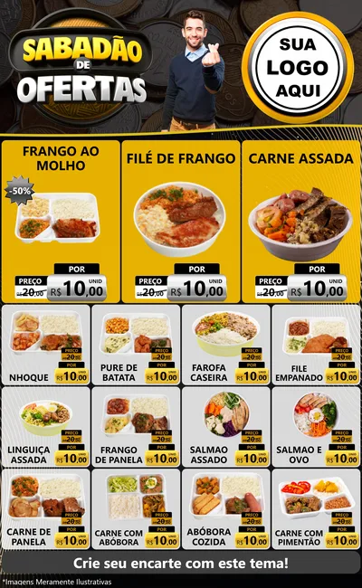 Modelo de Encarte para Encarte Grande com o tema Sabadão de Ofertas para Restaurante