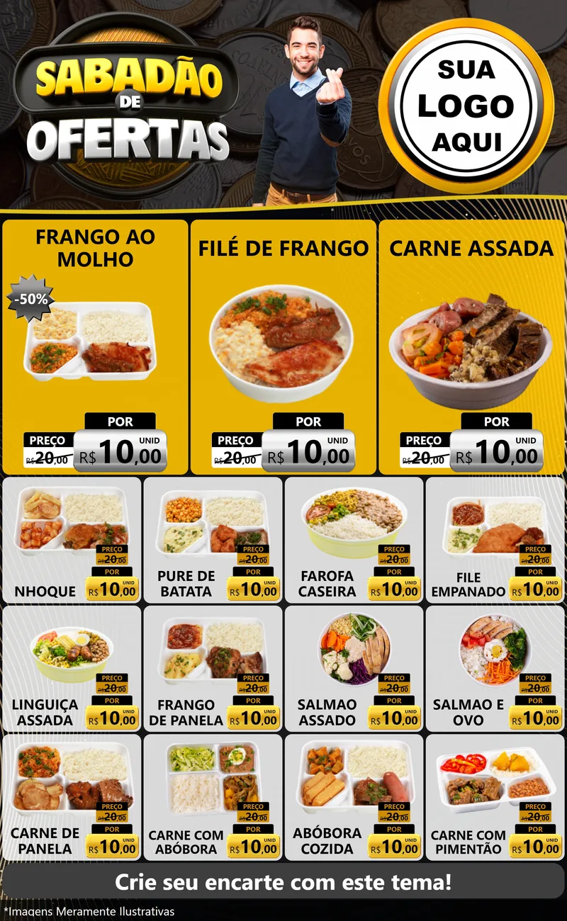 Modelo de Encarte para Encarte Grande com o tema Sabadão de Ofertas para Restaurante