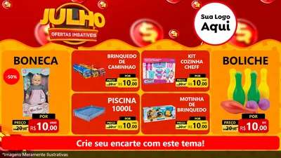 Modelo de TV para TV Horizontal com o tema Julho Ofertas Imbatíveis para Brinquedos