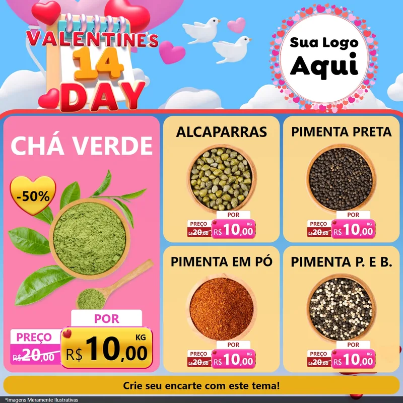 Modelo de Rede Social para Feed Facebook com o tema Valentine's Day para Produtos Naturais