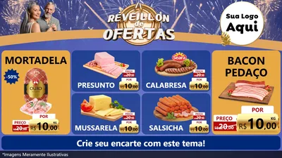 Modelo de TV para TV Horizontal com o tema Réveillon de Ofertas para Frios e Laticínios