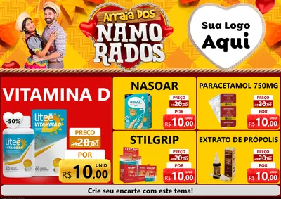 Modelo de Encarte para Encarte A4 Horizontal com o tema Arraiá dos Namorados para Farmácia