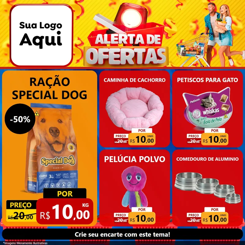Modelo de Rede Social para Feed Facebook com o tema Alerta de Ofertas para Pet Shop