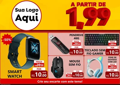 Modelo de Encarte para Encarte A4 Horizontal com o tema A Partir de Um e Noventa e Nove - 1,99 para Informática