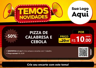 Modelo de Cartaz para Cartaz A4 Horizontal com o tema Temos Novidades para Pizzaria