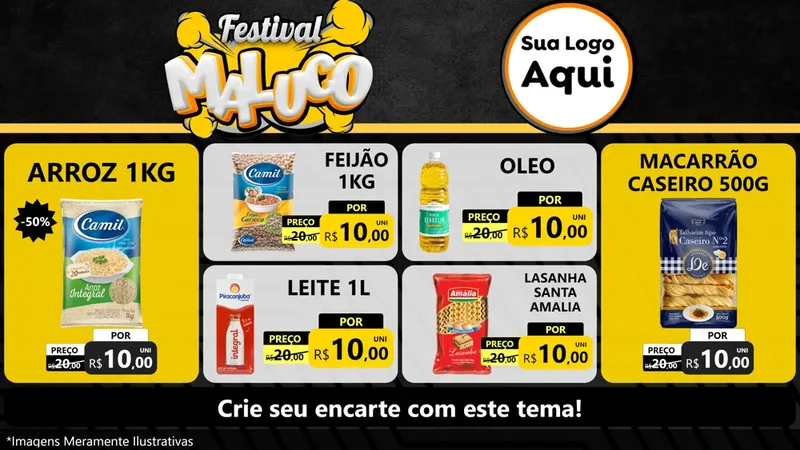 Modelo de TV para TV Horizontal com o tema Festival Maluco para Supermercado
