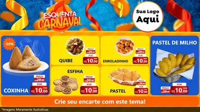 Modelo de TV para TV Horizontal com o tema Esquenta de Carnaval para Salgadaria