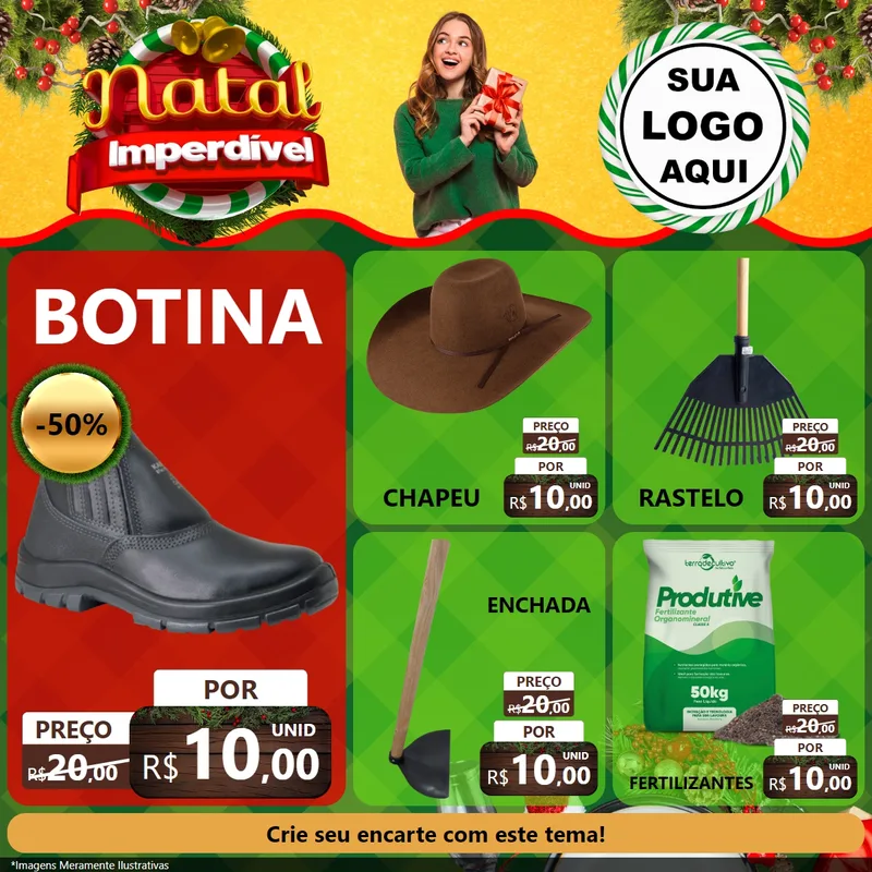Modelo de Rede Social para Feed Facebook com o tema Natal Imperdível para Agropecuária