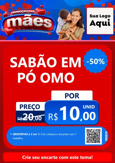 Modelo de Cartaz para Cartaz A4 Vertical com o tema Promoção das Mães para Produtos de Limpeza