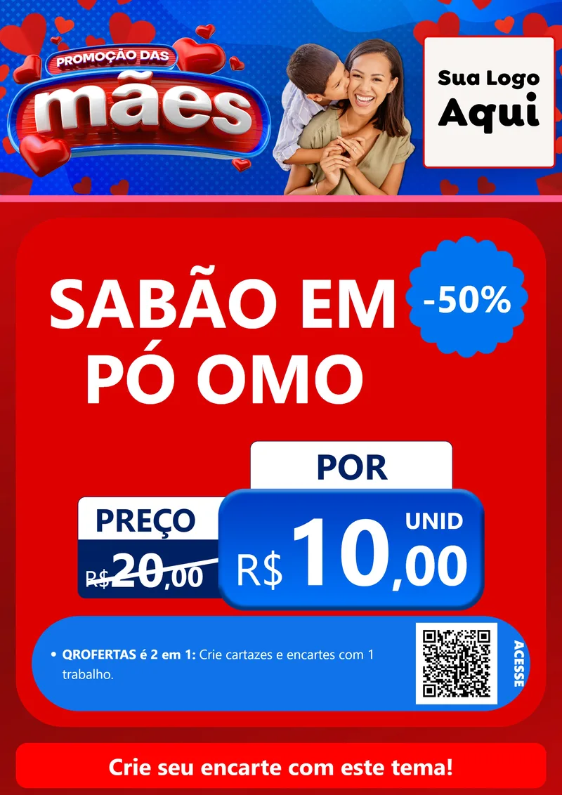 Modelo de Cartaz para Cartaz A4 Vertical com o tema Promoção das Mães para Produtos de Limpeza