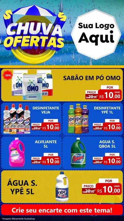Modelo de TV para TV Vertical com o tema Chuva de Ofertas para Produtos de Limpeza
