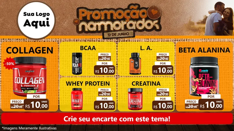 Modelo de TV para TV Horizontal com o tema Promoção Namorados para Suplementos alimentares