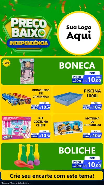 Modelo de TV para TV Vertical com o tema Preço Baixo de Independência para Brinquedos