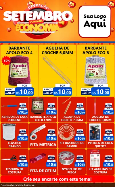 Modelo de Encarte para Encarte Grande com o tema Operação Setembro Com Muita Economia para Armarinho e Aviamentos
