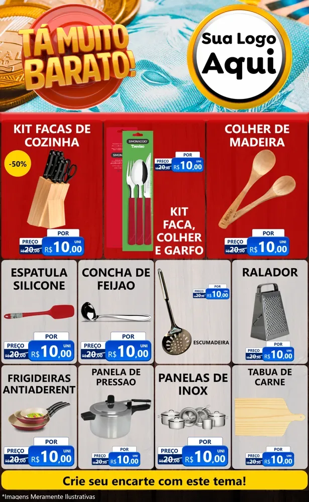 Modelo de Encarte para Encarte Grande com o tema Está Muito Barato para Utilidades Domésticas