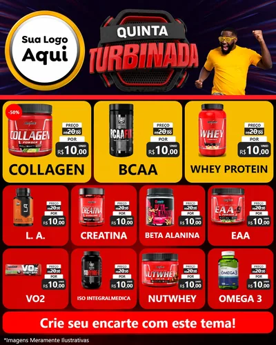Modelo de Rede Social para Feed Instagram com o tema Quinta Turbinada para Suplementos alimentares