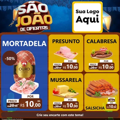 Modelo de Rede Social para Feed Facebook com o tema São João Ofertas Imbatíveis! - Junina para Frios e Laticínios