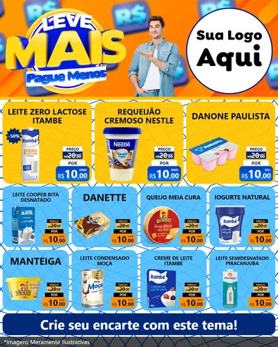 Modelo de Rede Social para Feed Instagram com o tema Leve Mais, Pague Menos para Frios e Laticínios
