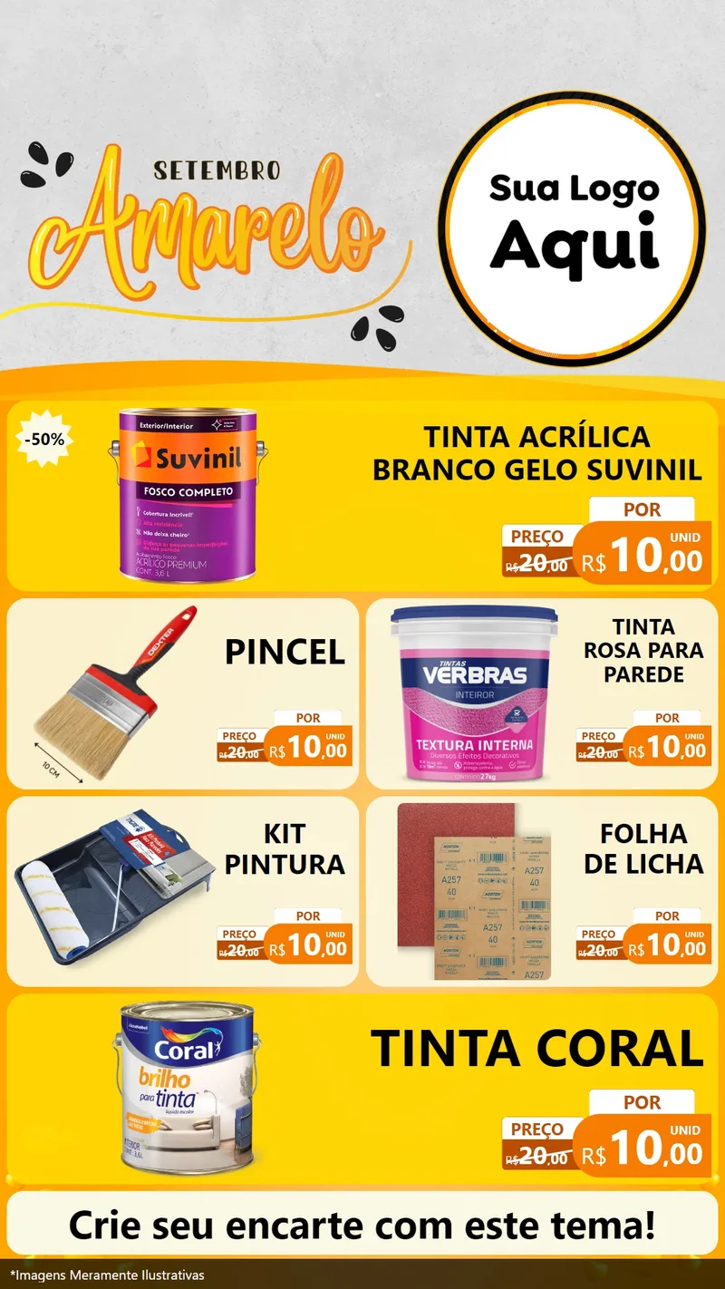 Modelo de TV para TV Vertical com o tema Setembro Amarelo para Tintas e Ferramentas