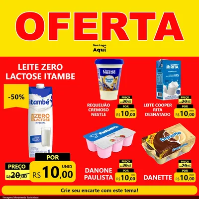 Modelo de Rede Social para Feed Facebook com o tema OFERTA - Vermelho Cartaz para Frios e Laticínios
