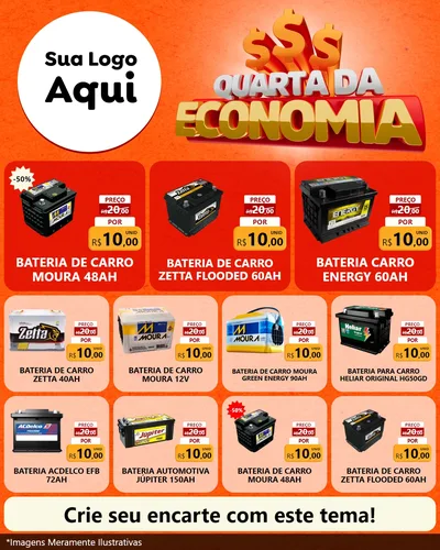 Modelo de Rede Social para Feed Instagram com o tema Quarta da Economia para Baterias Elétricas
