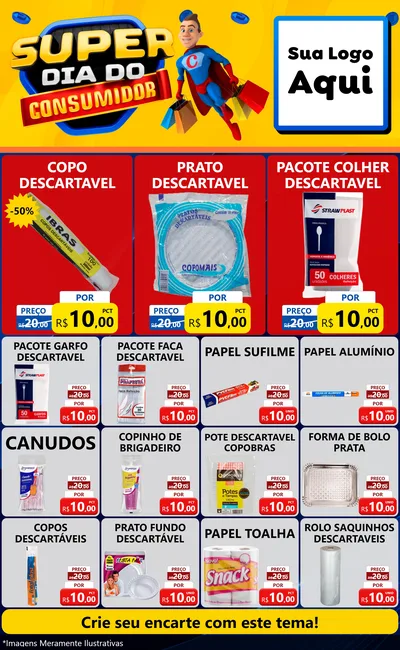 Modelo de Encarte para Encarte Grande com o tema Super Dia do Consumidor para Embalagens