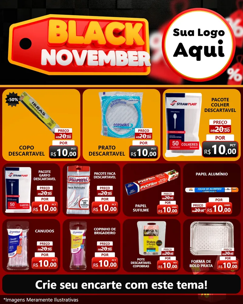 Modelo de Rede Social para Feed Instagram com o tema Black November para Embalagens