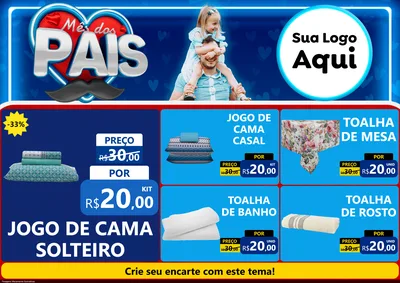 Modelo de Encarte para Encarte A4 Horizontal com o tema Mês Dos Pais para Cama, Mesa e Banho