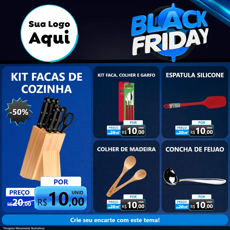 Modelo de Rede Social para Feed Facebook com o tema Black Friday para Utilidades Domésticas