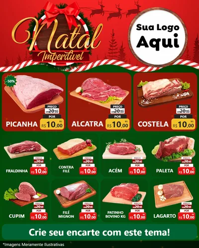 Modelo de Rede Social para Feed Instagram com o tema Natal Imperdível para Açougue